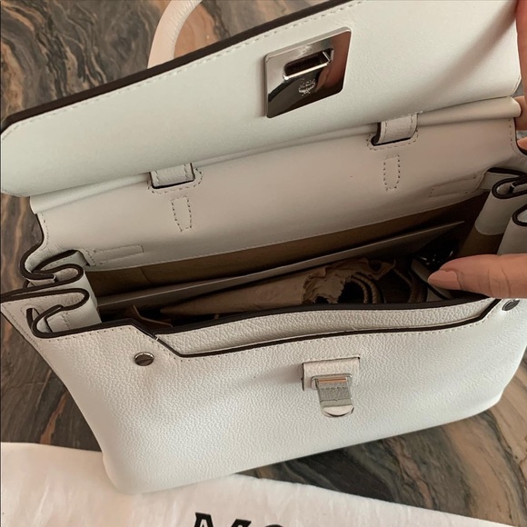 MCM White leather handbag convertible backpack - Picture 4 of 6